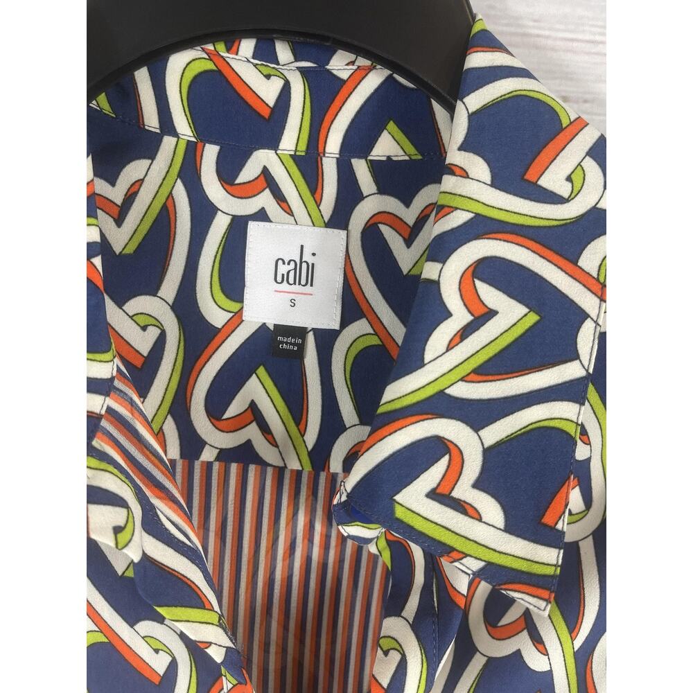 Cabi Shirtdress Women's Size S Blue Heart Print Sleeveless Button Front Collared - Picture 4 of 9